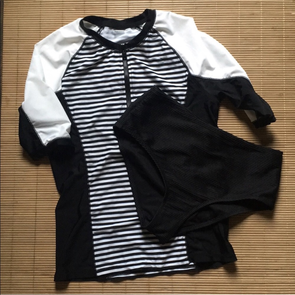 Swim Rash Guard and High Waist Bikini Bottoms